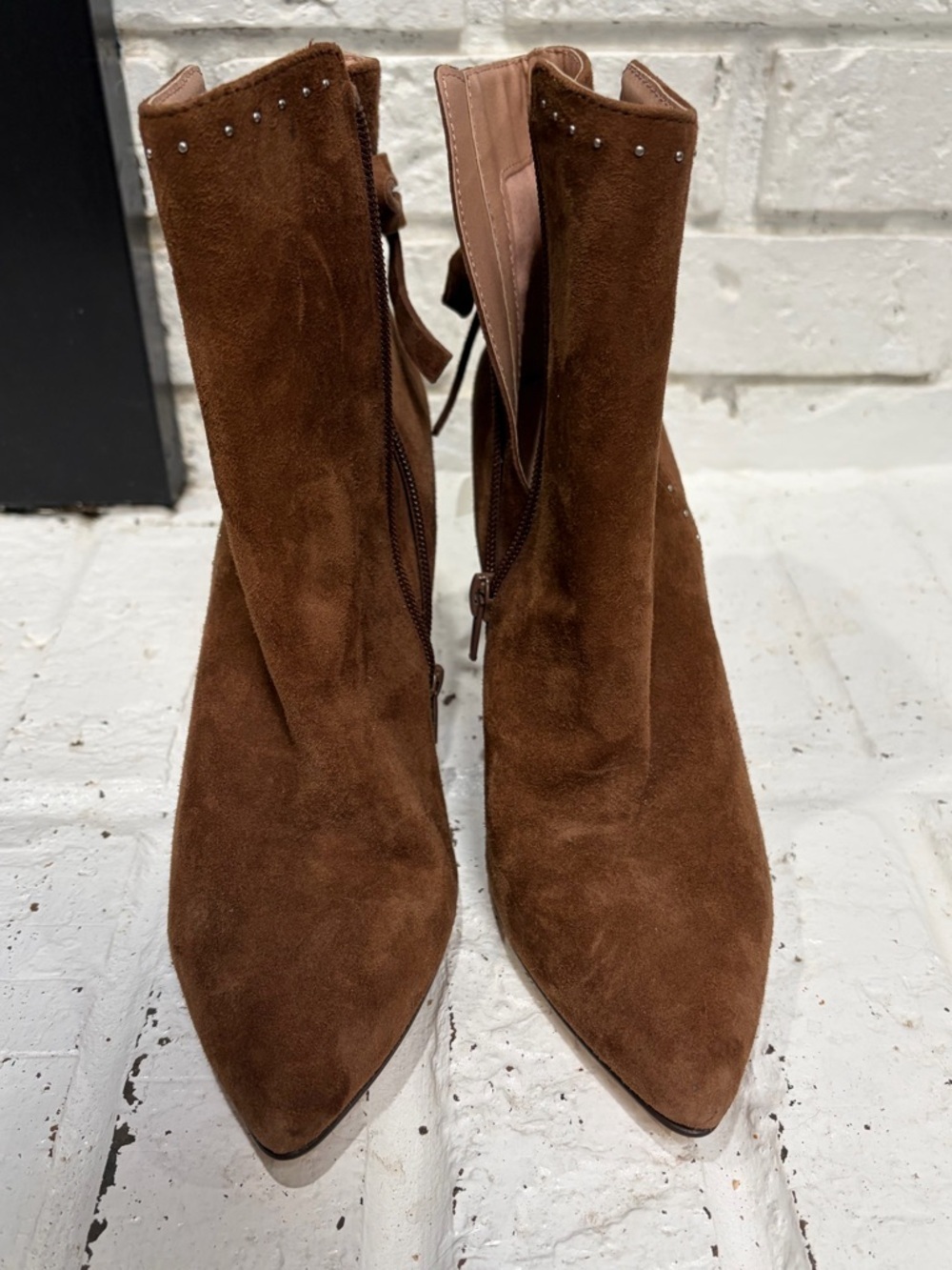 Chelsea & Violet Suede Ankle Boots with Bow Accent - Brown - Picture 4 of 4